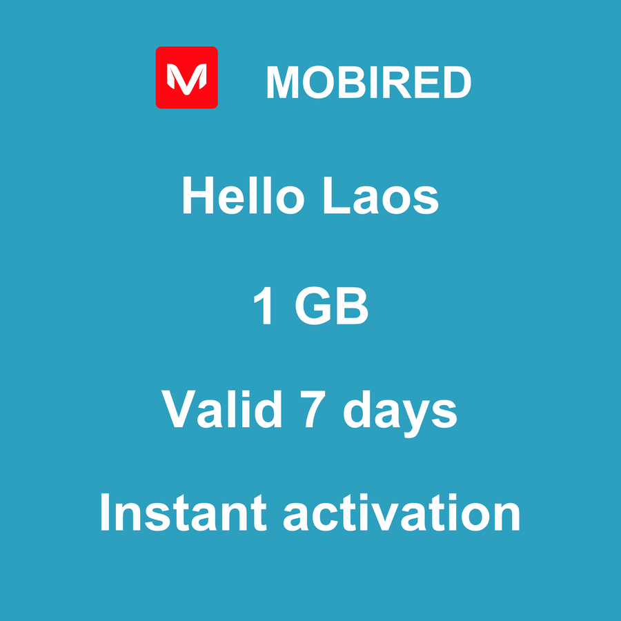 eSIM Laos Internet 1 GB – 7 days | Mobired Hello Laos