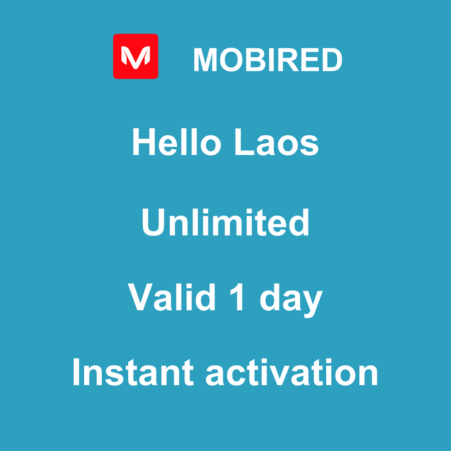 eSIM Laos Internet unlimited – 1 day | Mobired Hello Laos