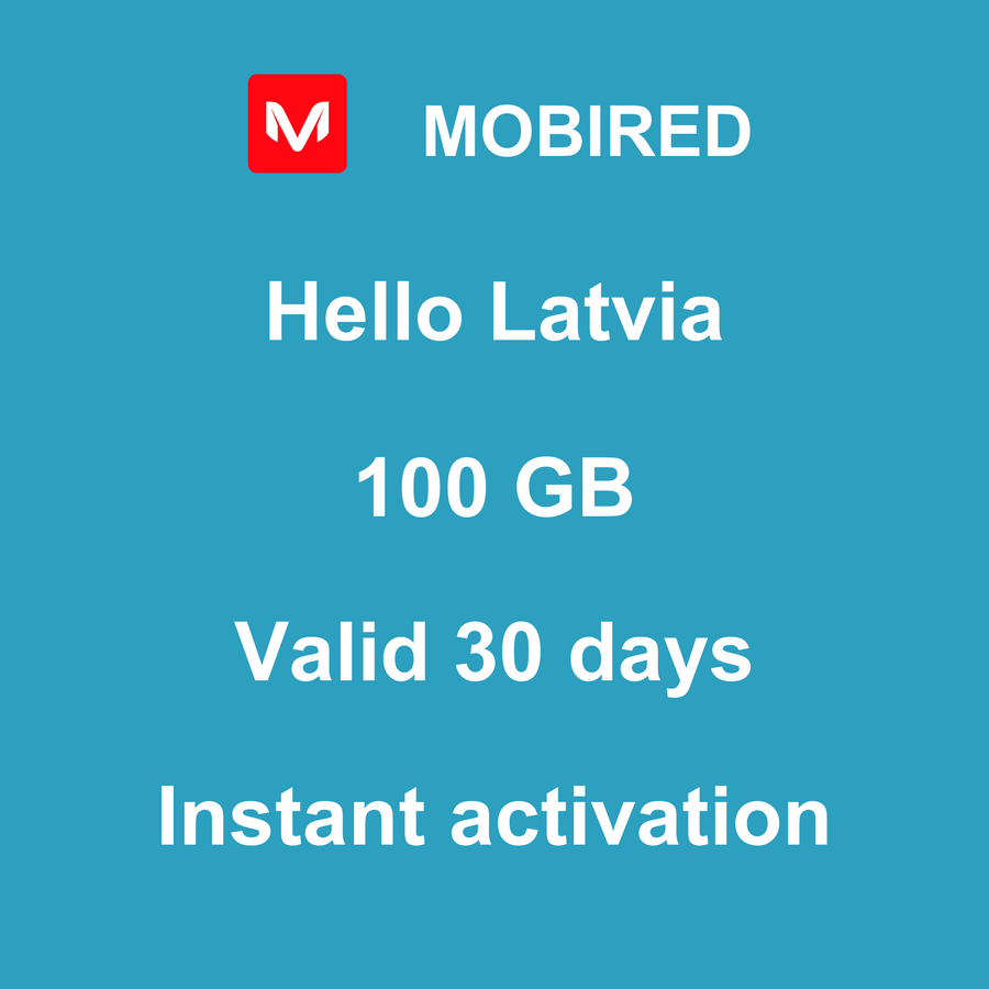 eSIM Letônia Internet 100 GB – 30 dias | Mobired Olá Letônia