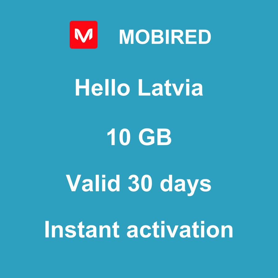 eSIM Letônia Internet 10 GB – 30 dias | Mobired Olá Letônia