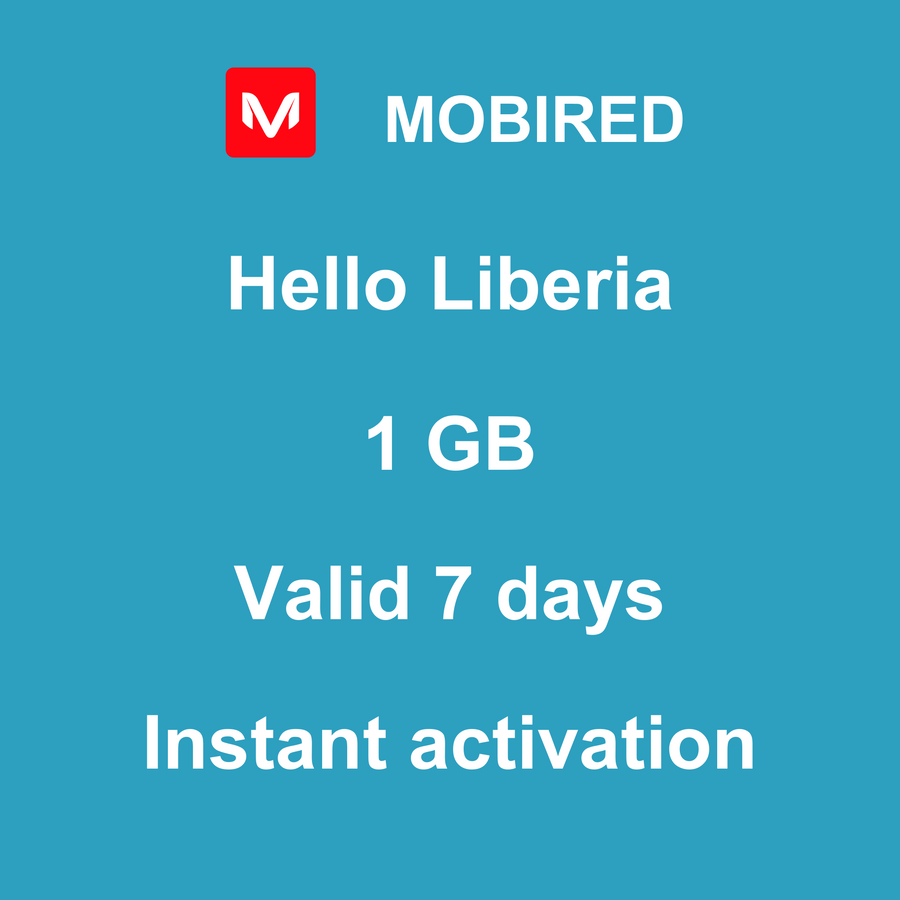 eSIM Liberia Internet 1 GB – 7 days | Mobired Hello Liberia