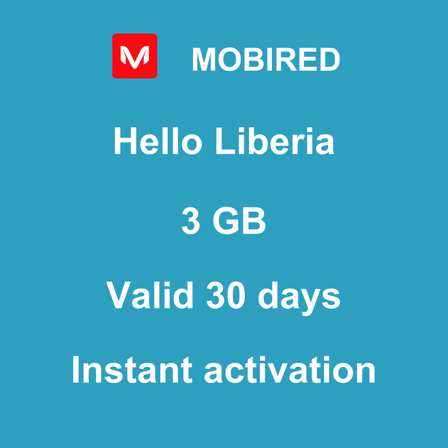 eSIM Liberia Internet 3 GB – 30 days | Mobired Hello Liberia