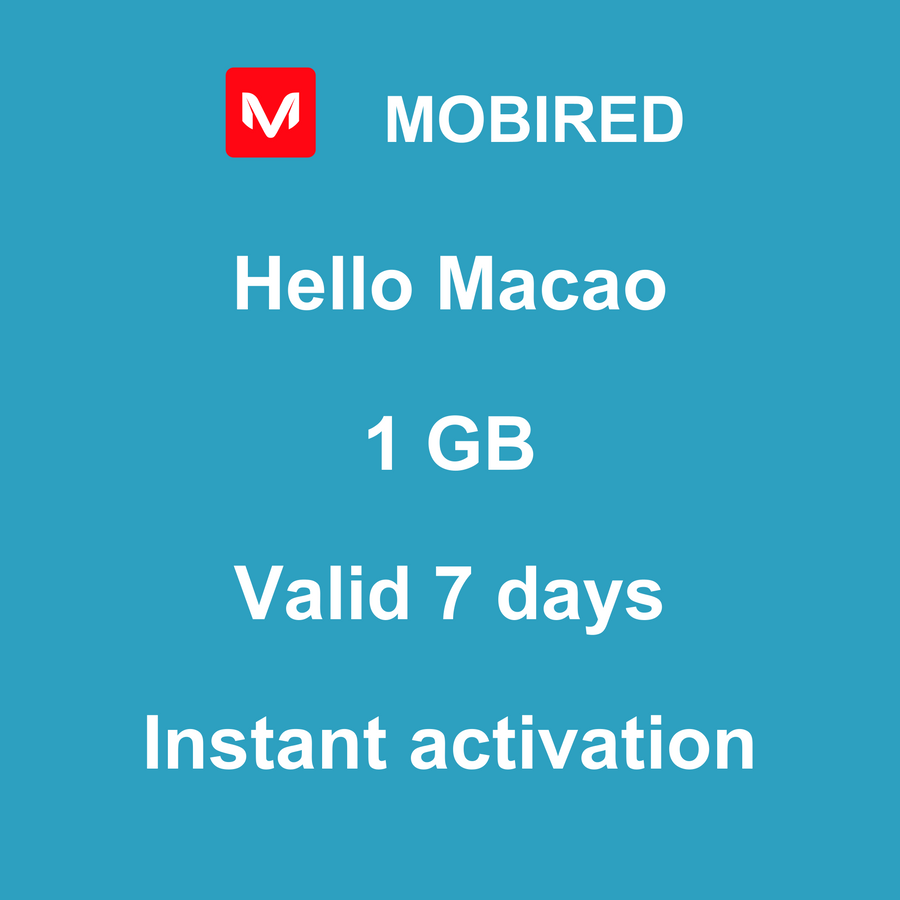 eSIM Macao Internet 1 GB – 7 days | Mobired Hello Macao
