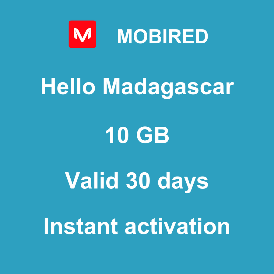 eSIM Madagascar Internet 10 GB – 30 days | Mobired Hello Madagascar