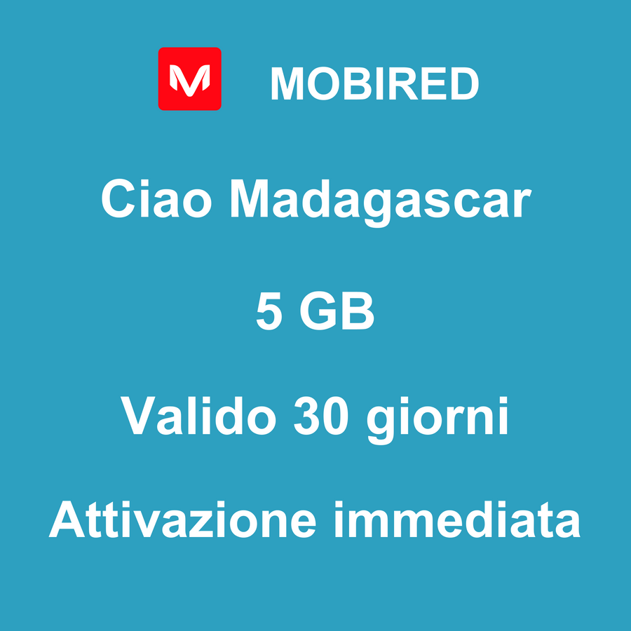 eSIM Madagascar Internet 5 GB – 30 giorni | Mobired Ciao Madagascar