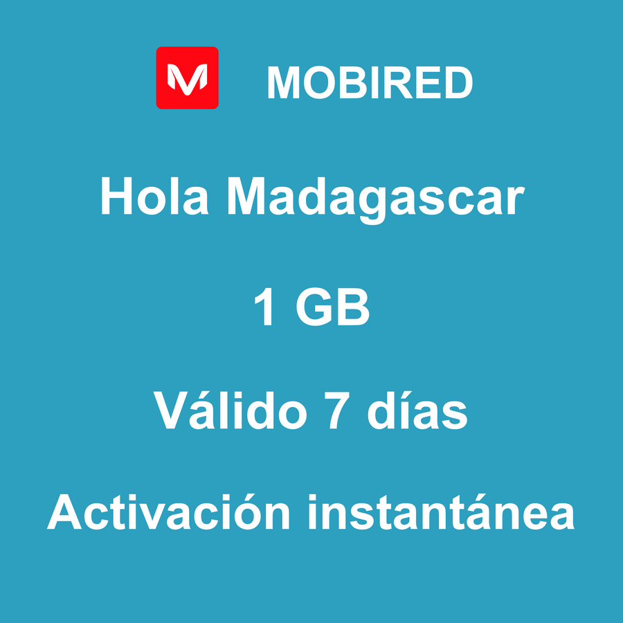 eSIM Madagascar Internet 1 GB – 7 días | Mobired Hola Madagascar