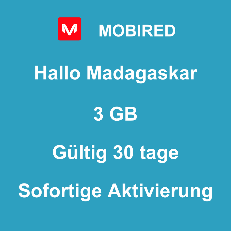 eSIM Madagaskar Internet 3 GB – 30 tage | Mobired Hallo Madagaskar