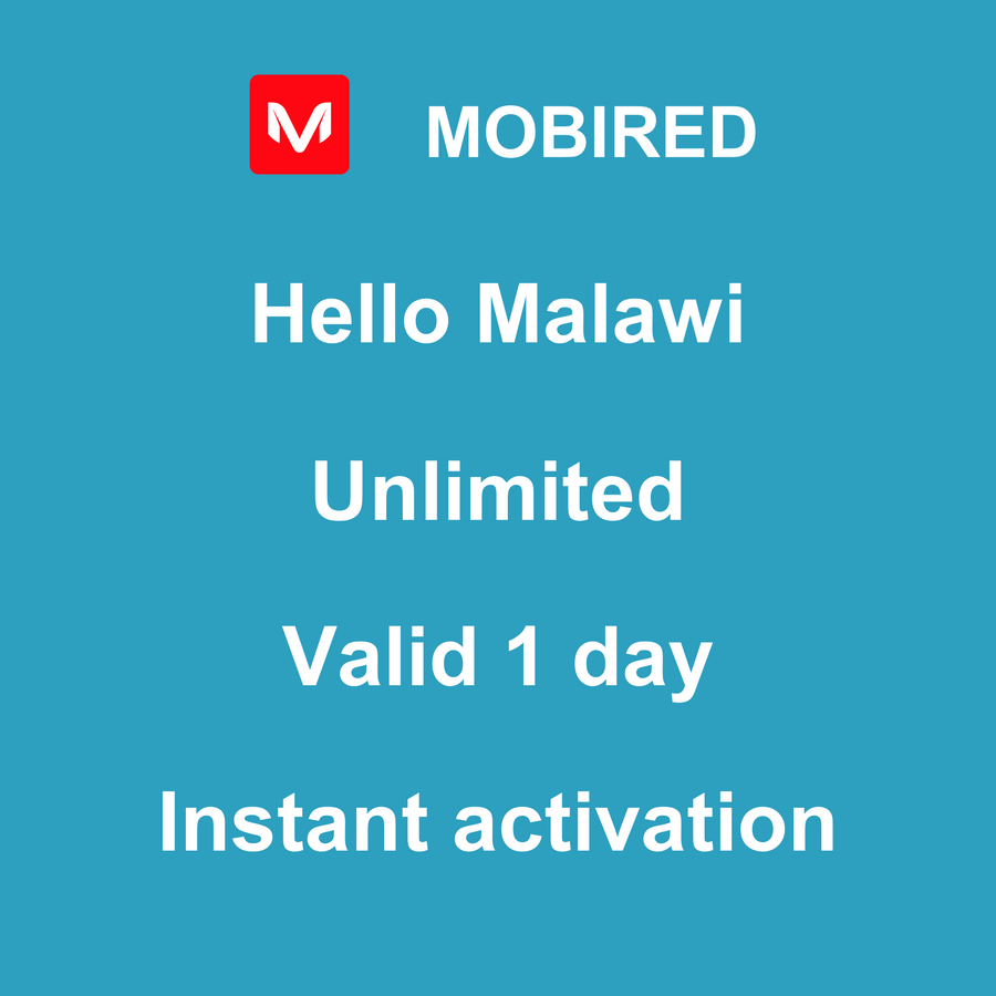 eSIM Malawi Internet unlimited – 1 day | Mobired Hello Malawi