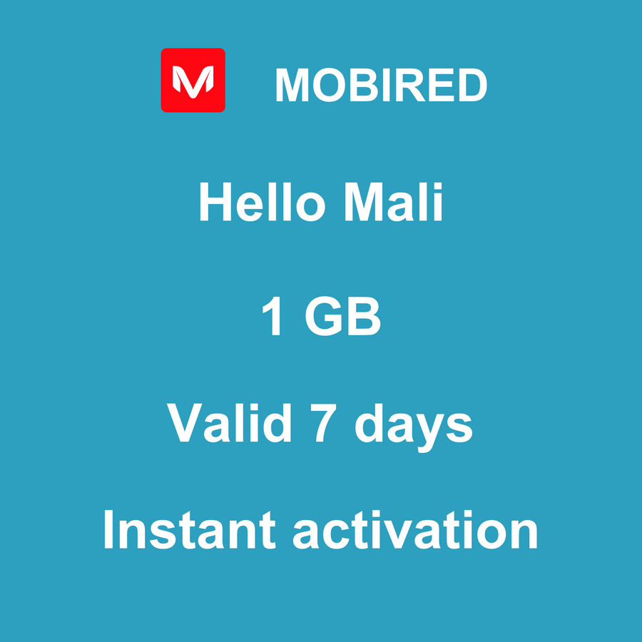eSIM Mali Internet 1 GB – 7 days | Mobired Hello Mali