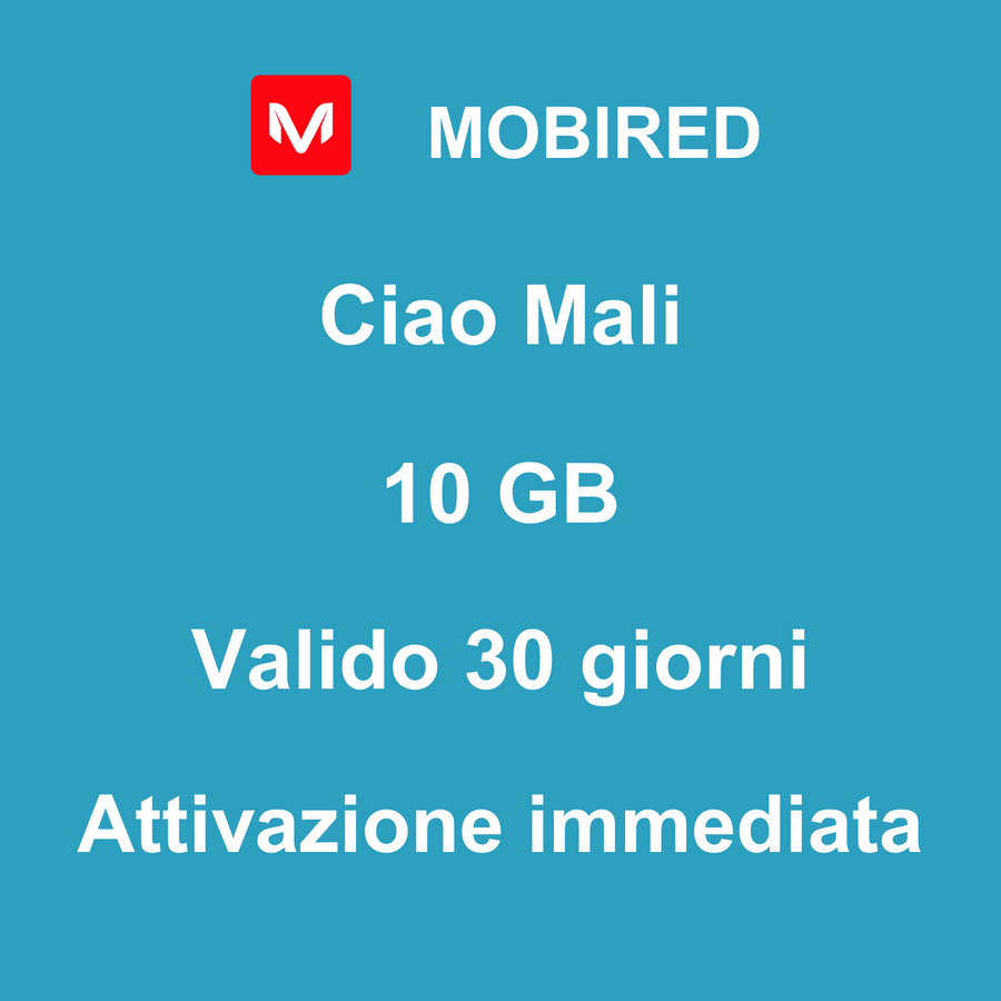 eSIM Mali Internet 10 GB – 30 giorni | Mobired Ciao Mali