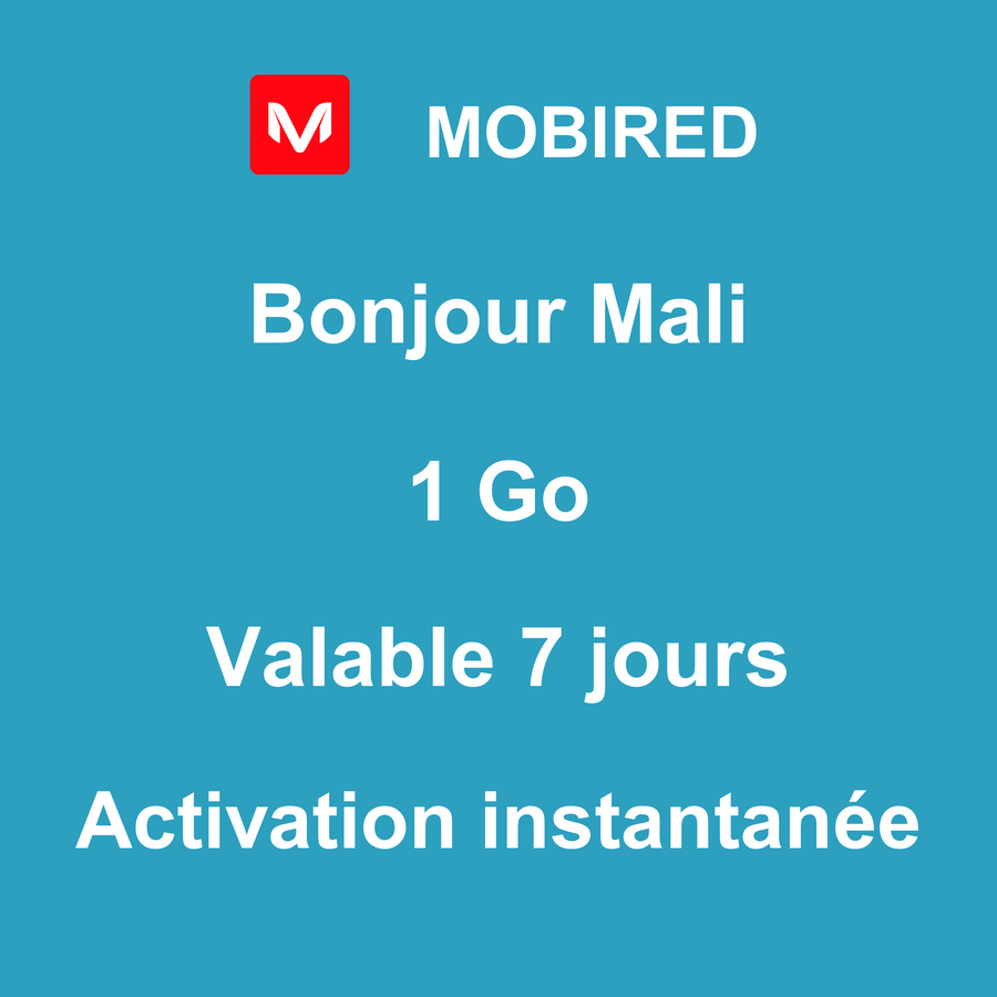 eSIM Mali Internet 1 Go – 7 jours | Mobired Bonjour Mali