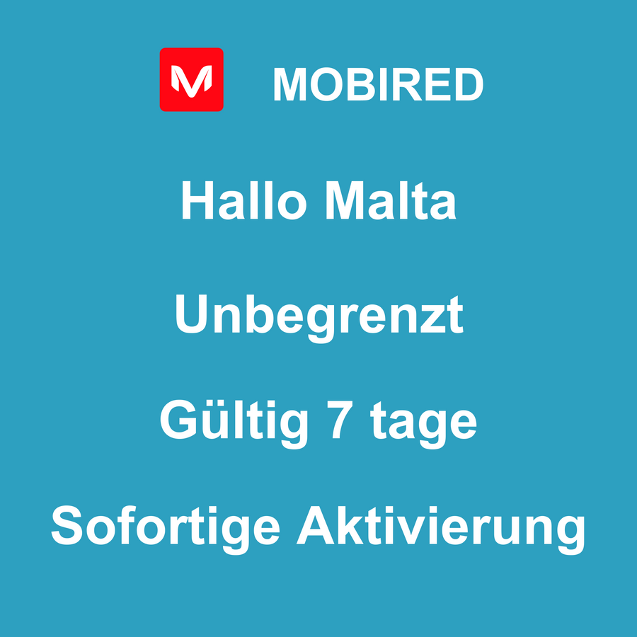 eSIM Malta Internet Unbegrenzt – 7 tage | Mobired Hallo Malta
