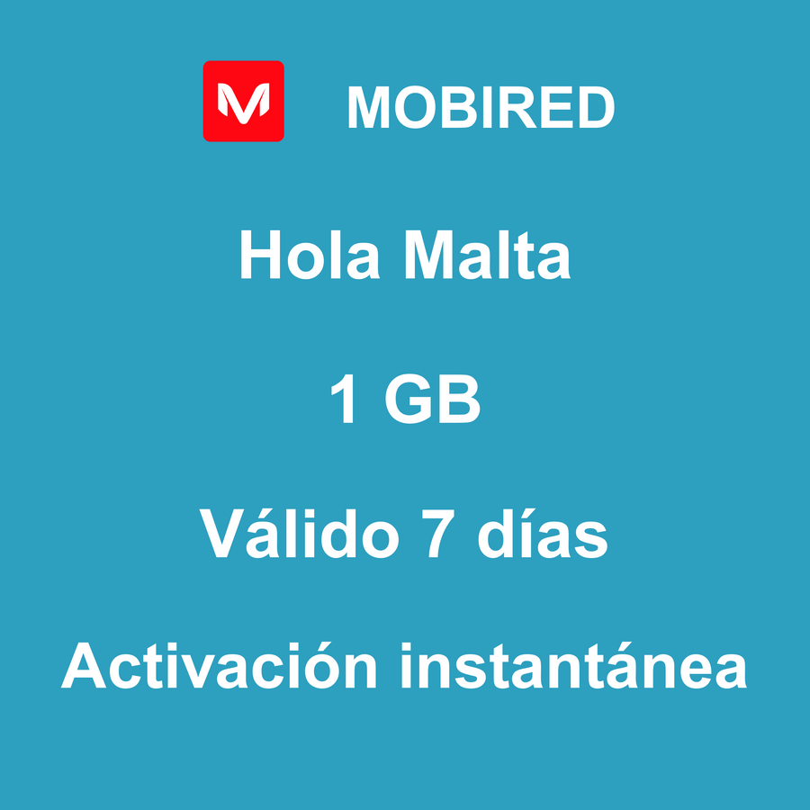 eSIM Malta Internet 1 GB – 7 días | Mobired Hola Malta