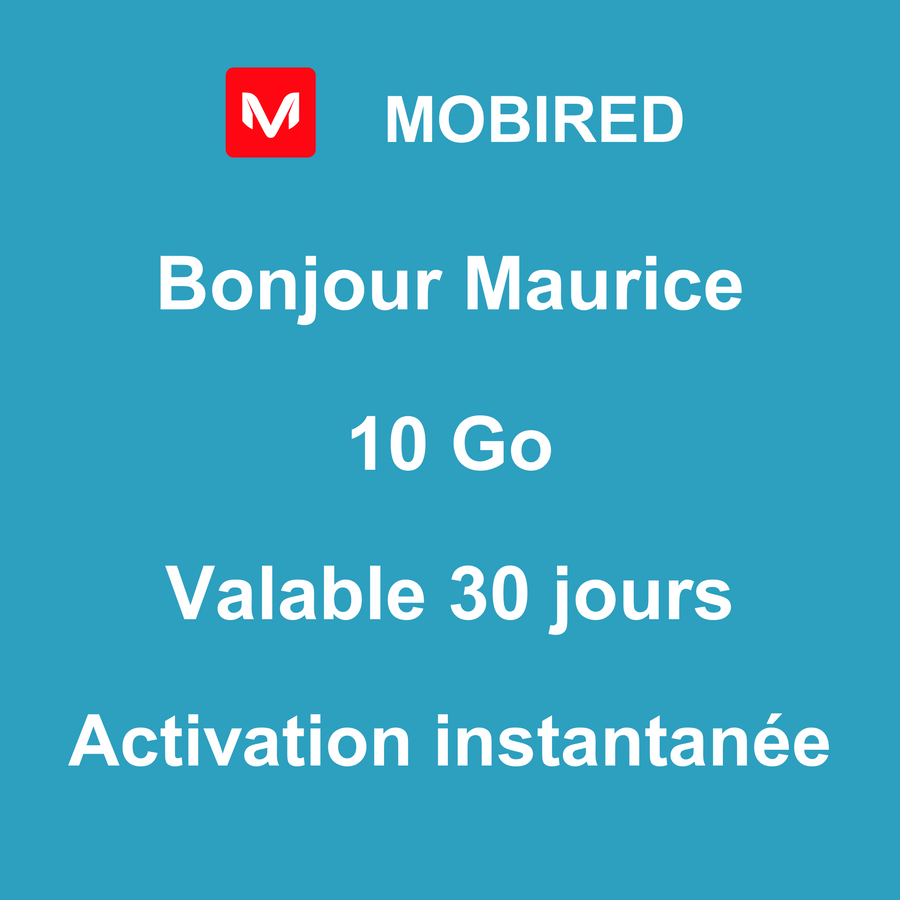eSIM Maurice Internet 10 Go – 30 jours | Mobired Bonjour Maurice