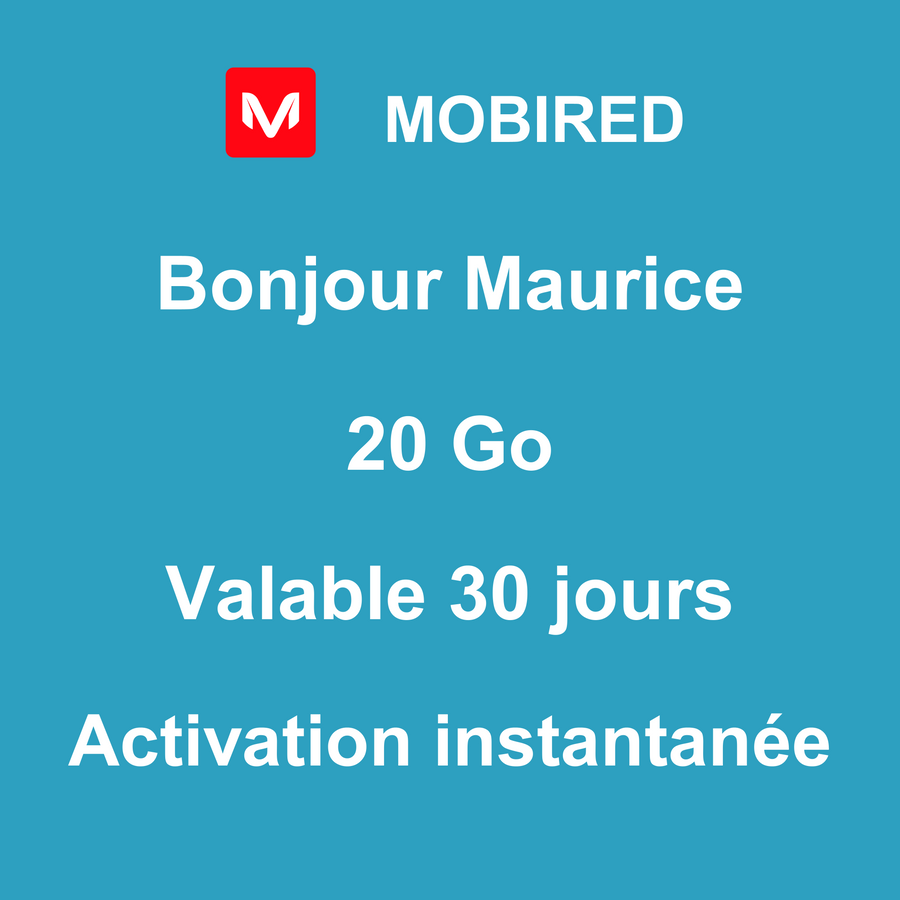 eSIM Maurice Internet 20 Go – 30 jours | Mobired Bonjour Maurice
