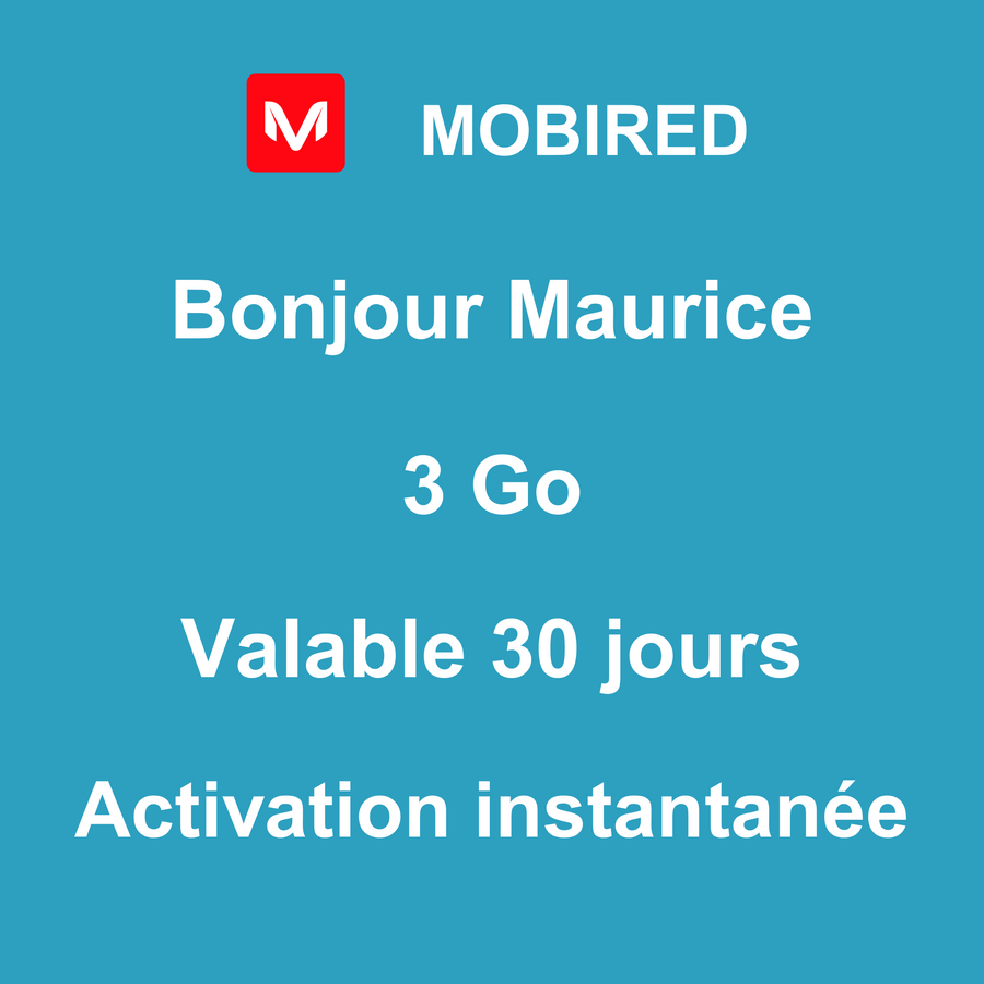 eSIM Maurice Internet 3 Go – 30 jours | Mobired Bonjour Maurice