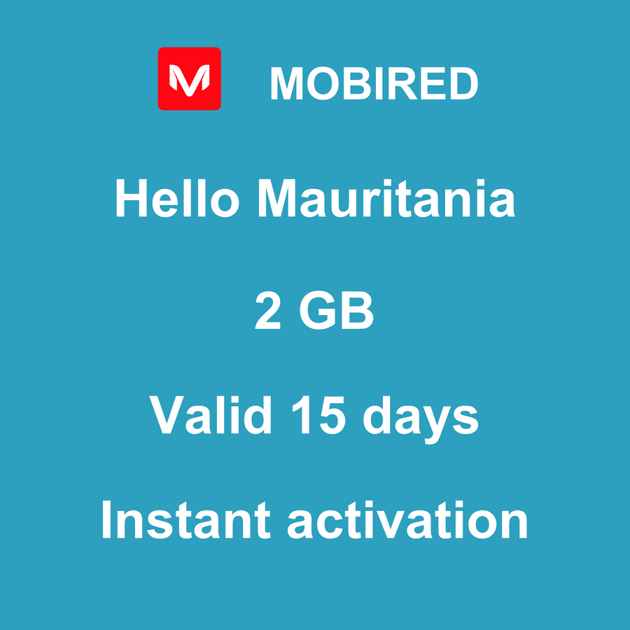 eSIM Mauritania Internet 2 GB – 15 days | Mobired Hello Mauritania