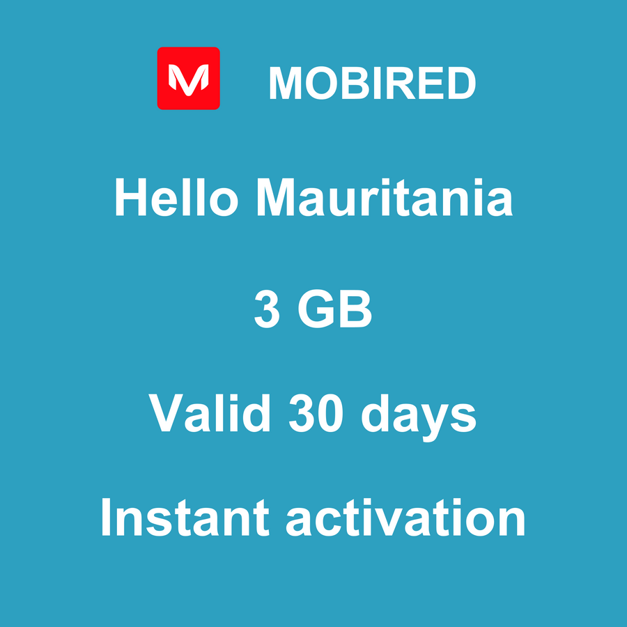 eSIM Mauritania Internet 3 GB – 30 days | Mobired Hello Mauritania