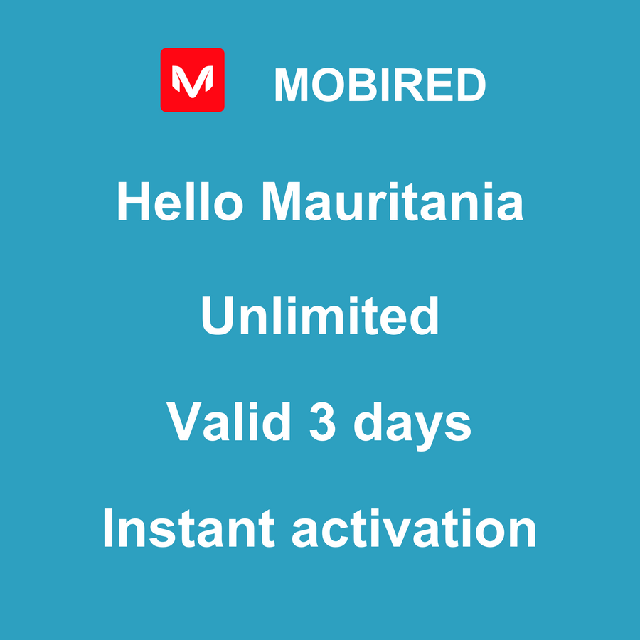eSIM Mauritania Internet unlimited – 3 days | Mobired Hello Mauritania