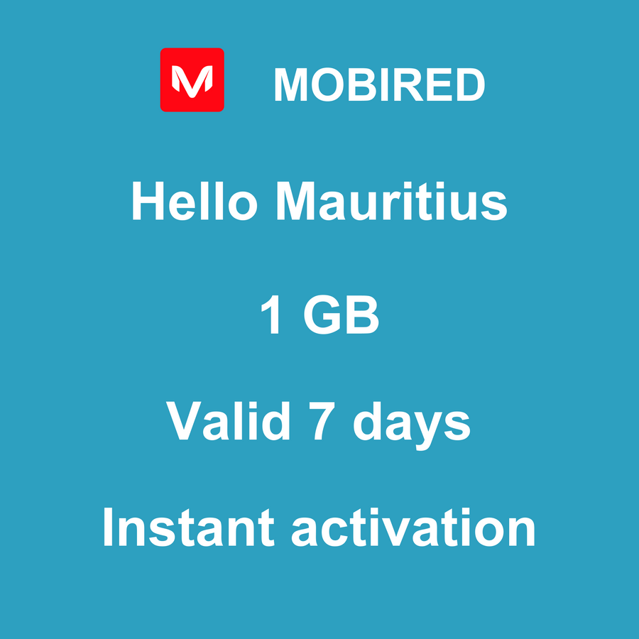eSIM Mauritius Internet 1 GB – 7 days | Mobired Hello Mauritius