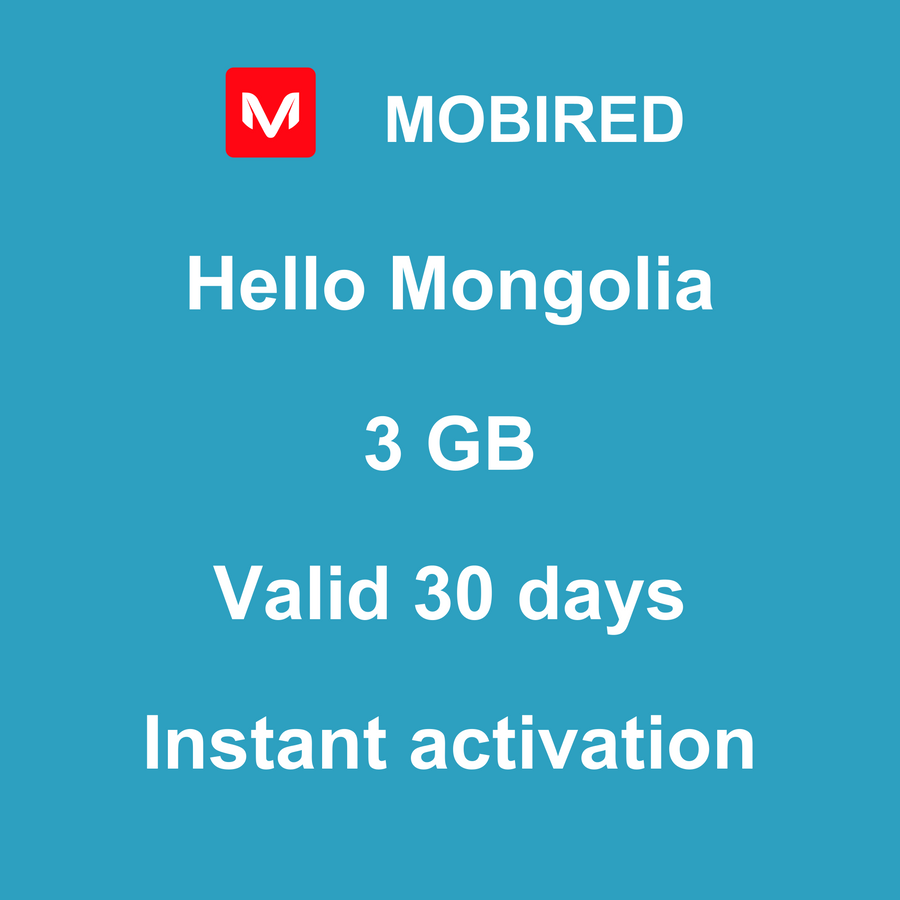 eSIM Mongólia Internet 3 GB – 30 dias | Mobired Olá Mongólia