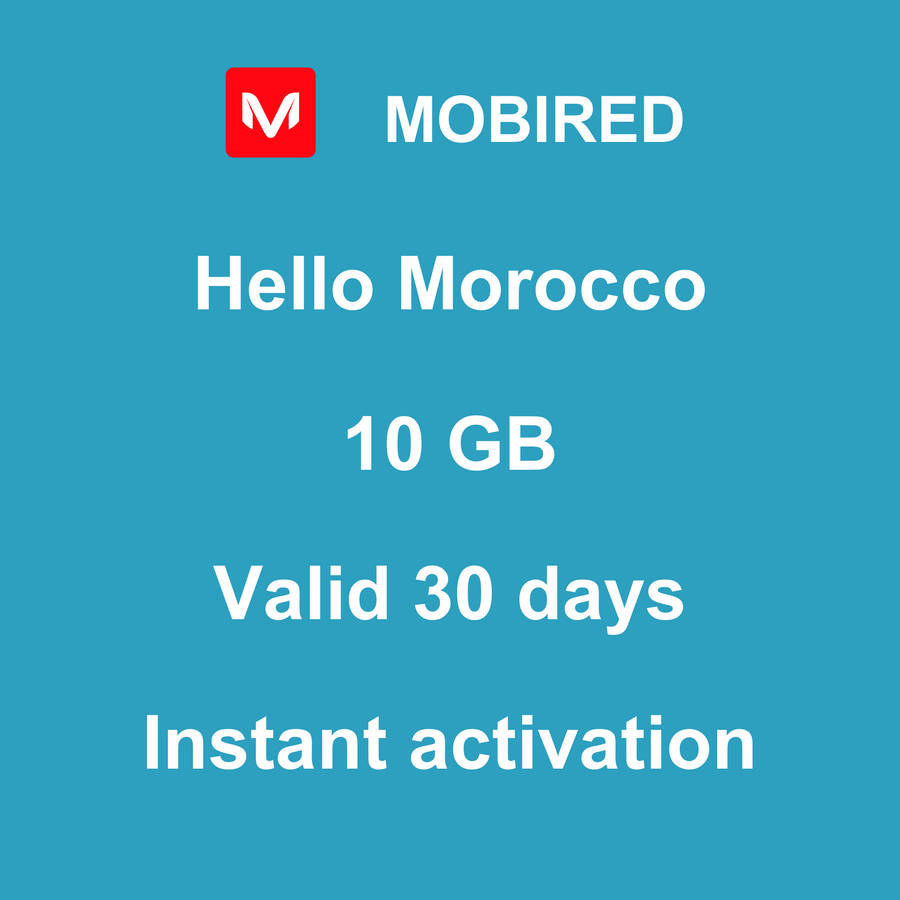 eSIM Morocco Internet 10 GB – 30 days | Mobired Hello Morocco