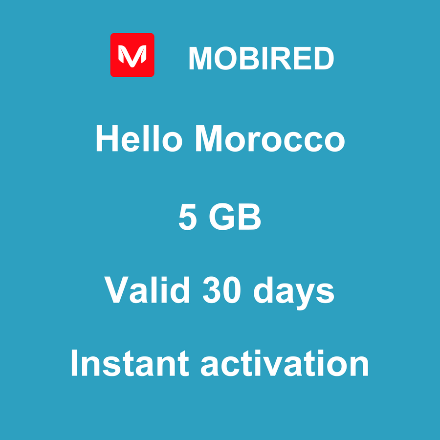 eSIM Morocco Internet 5 GB – 30 days | Mobired Hello Morocco