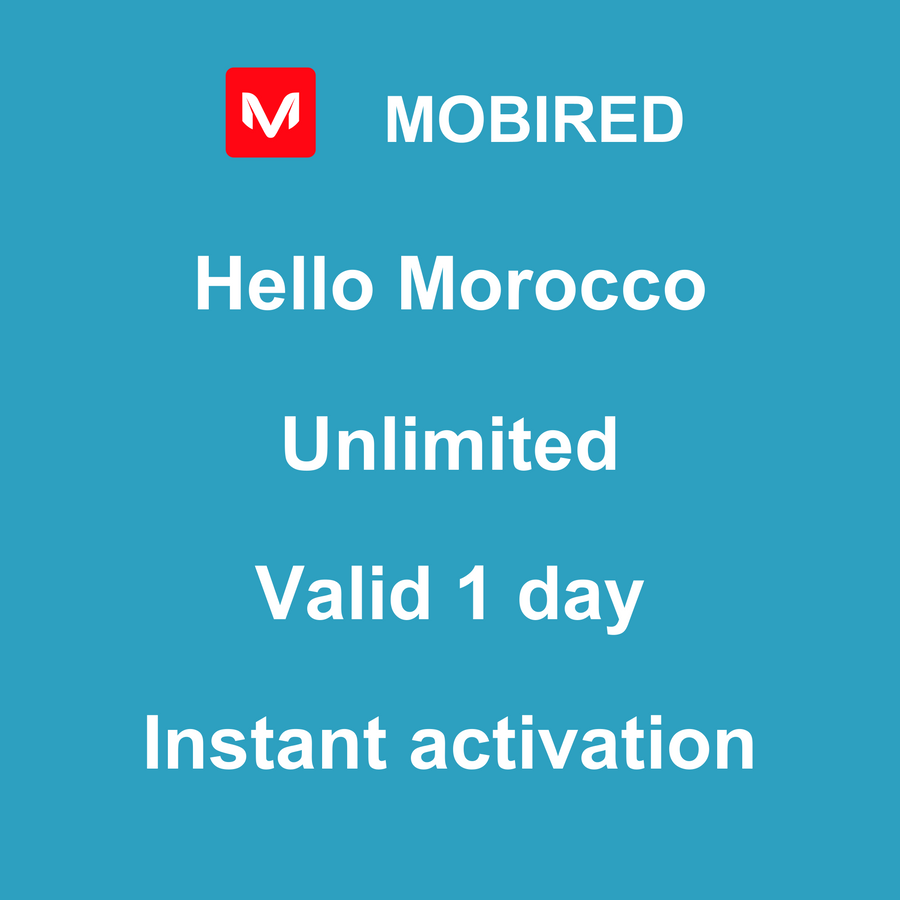 eSIM Morocco Internet unlimited – 1 day | Mobired Hello Morocco