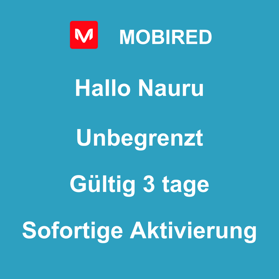 eSIM Nauru Internet Unbegrenzt – 3 tage | Mobired Hallo Nauru