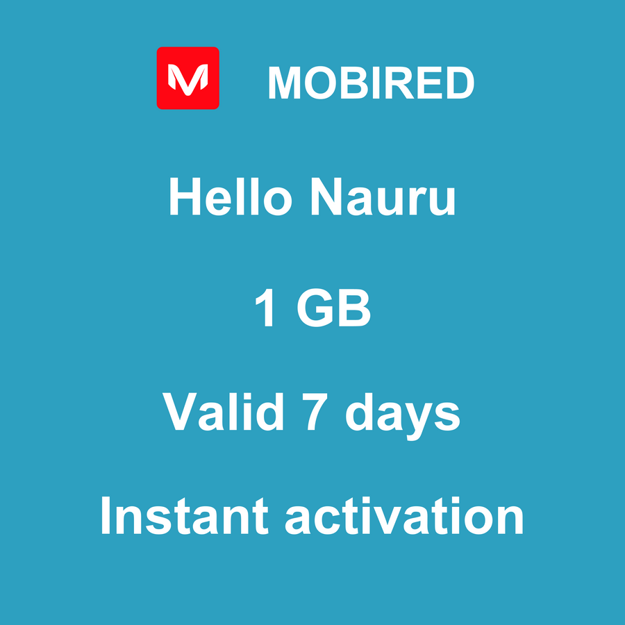 eSIM Nauru Internet 1 GB – 7 days | Mobired Hello Nauru
