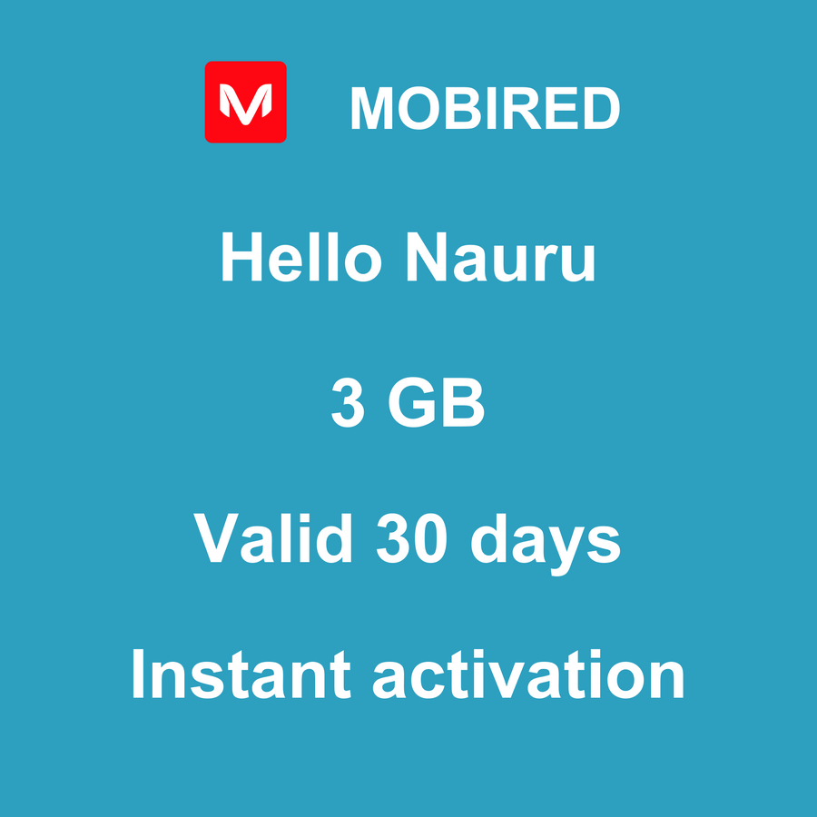 eSIM Nauru Internet 3 GB – 30 days | Mobired Hello Nauru