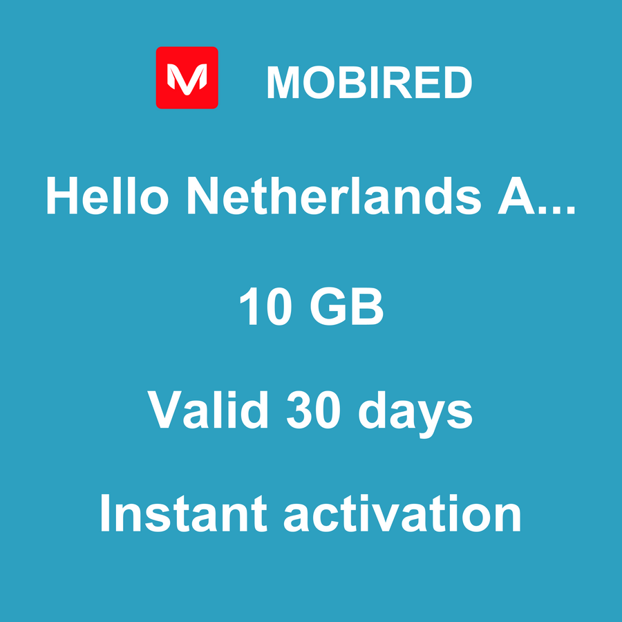 eSIM Netherlands Antilles Internet 10 GB – 30 days | Mobired Hello Netherlands Antilles