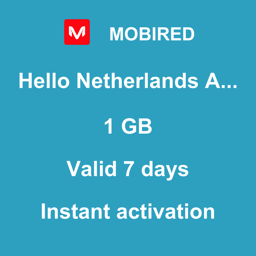 eSIM Netherlands Antilles Internet 1 GB – 7 days | Mobired Hello Netherlands Antilles