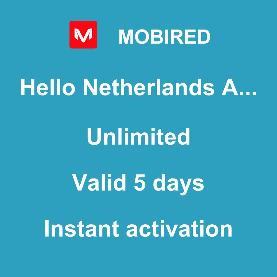 eSIM Netherlands Antilles Internet unlimited – 5 days | Mobired Hello Netherlands Antilles