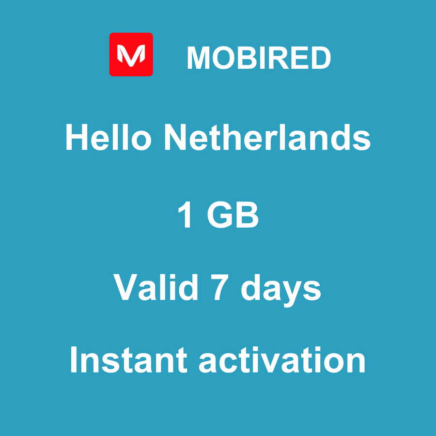 eSIM Netherlands Internet 1 GB – 7 days | Mobired Hello Netherlands