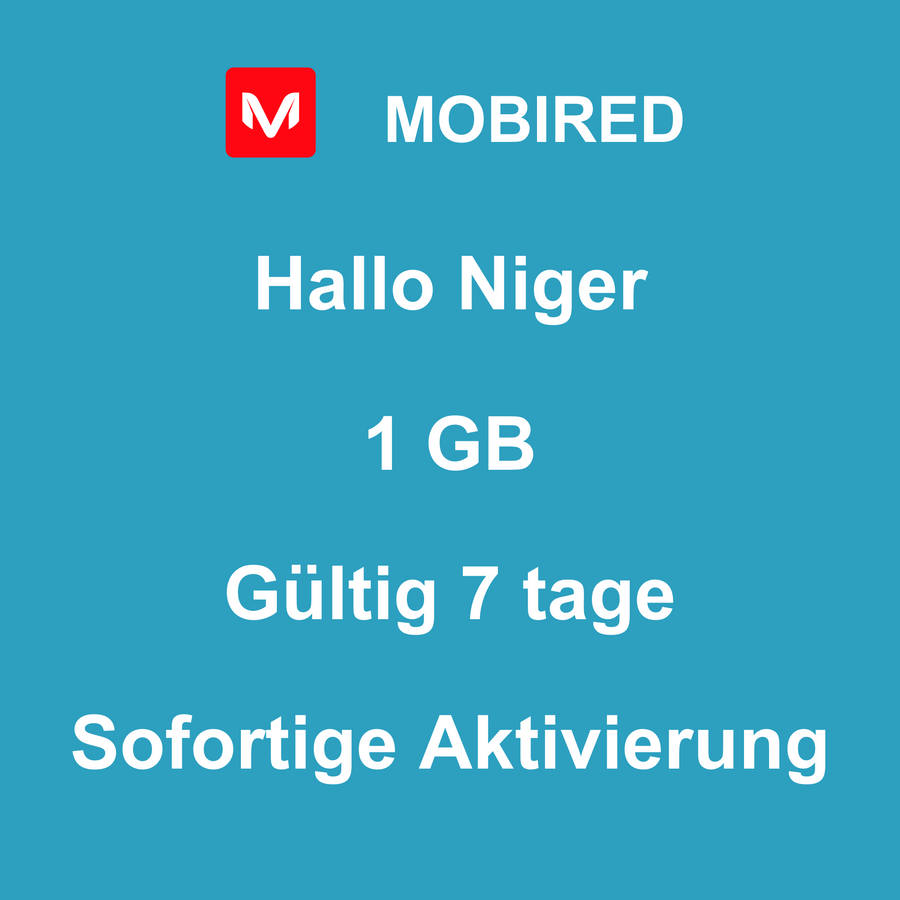 eSIM Niger Internet 1 GB – 7 tage | Mobired Hallo Niger