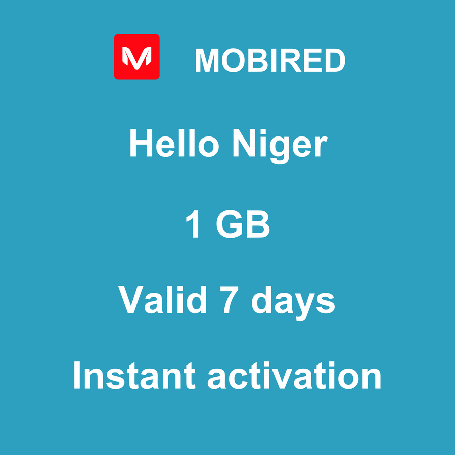 eSIM Níger Internet 1 GB – 7 dias | Mobired Olá Níger