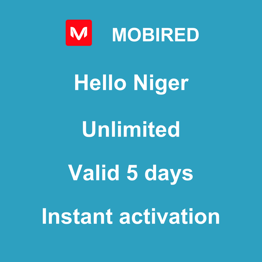 eSIM Níger Internet Ilimitado – 5 dias | Mobired Olá Níger
