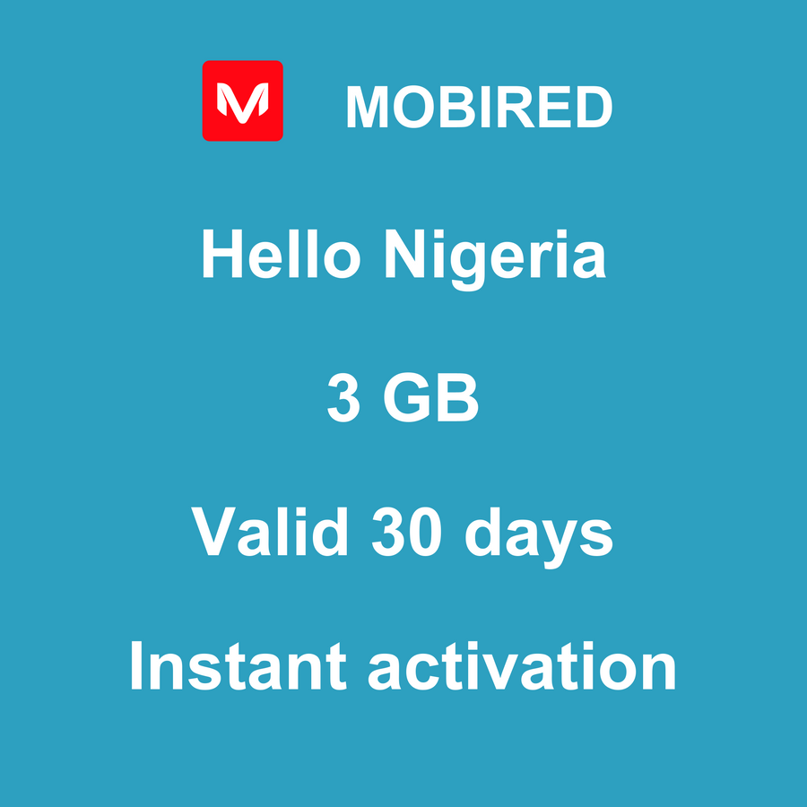eSIM Nigeria Internet 3 GB – 30 days | Mobired Hello Nigeria
