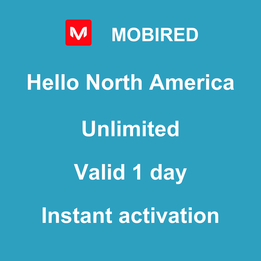eSIM North America Internet unlimited – 1 day | Mobired Hello North America