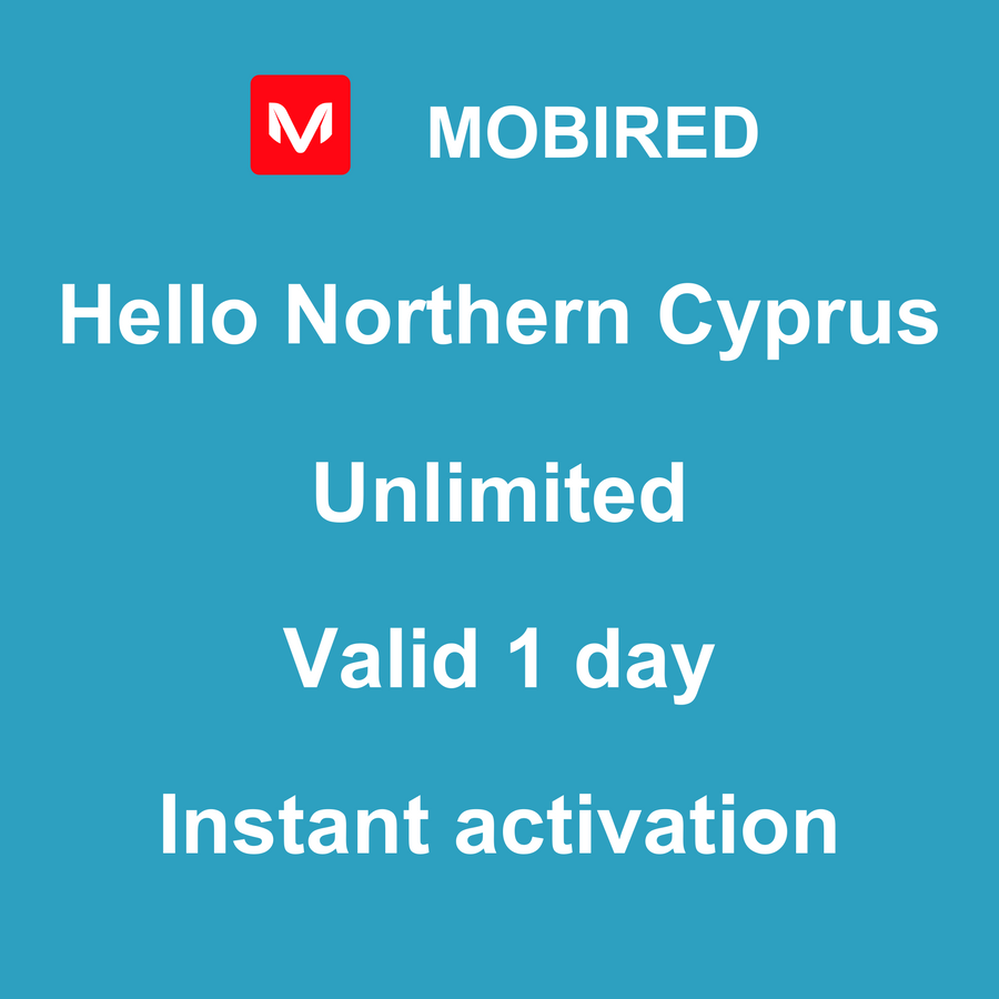 eSIM Northern Cyprus Internet unlimited – 1 day | Mobired Hello Northern Cyprus
