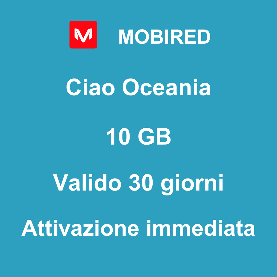 eSIM Oceania Internet 10 GB – 30 giorni | Mobired Ciao Oceania