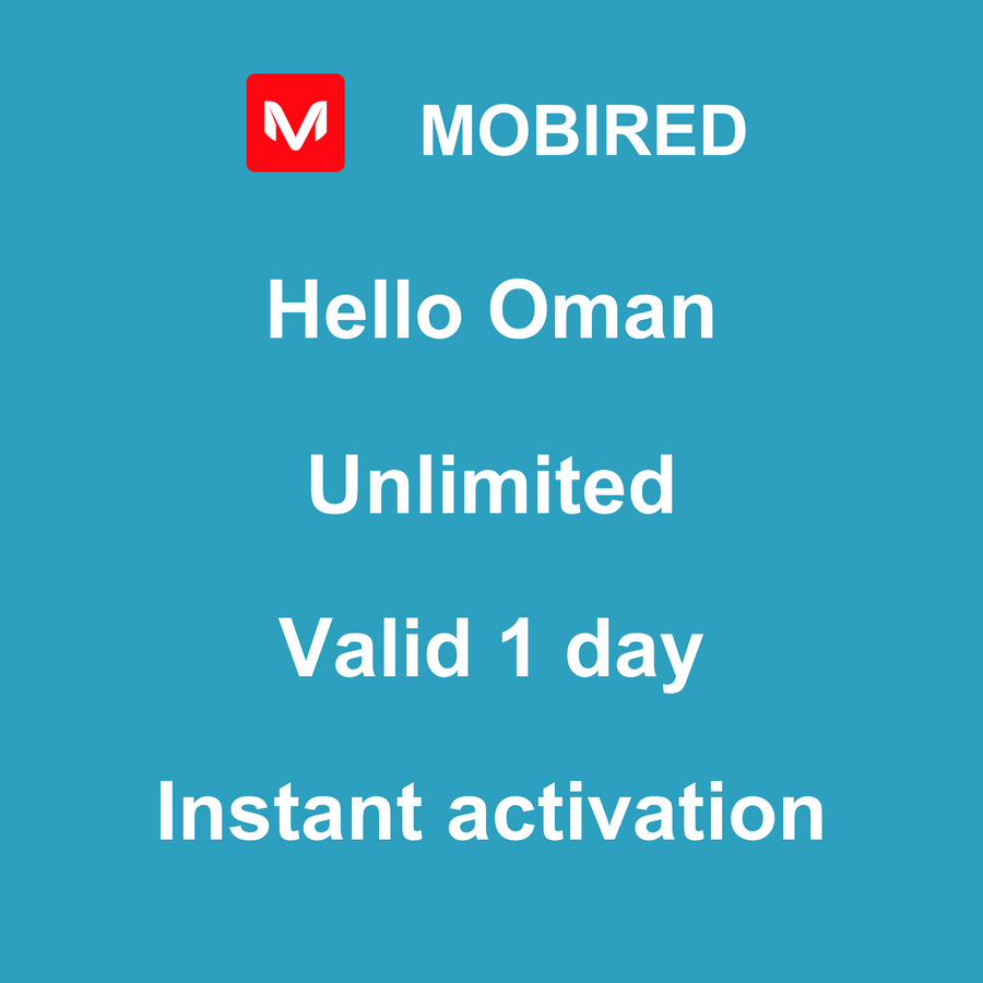 eSIM Oman Internet unlimited – 1 day | Mobired Hello Oman