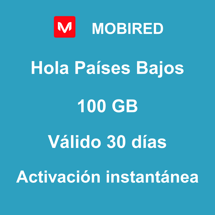 eSIM Países Bajos Internet 100 GB – 30 días | Mobired Hola Países Bajos