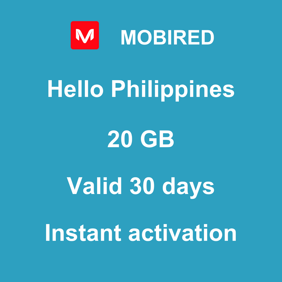 eSIM Philippines Internet 20 GB – 30 days | Mobired Hello Philippines