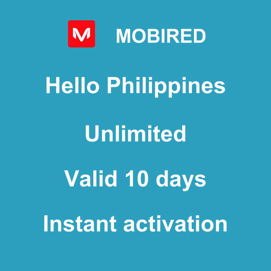 eSIM Philippines Internet unlimited – 10 days | Mobired Hello Philippines