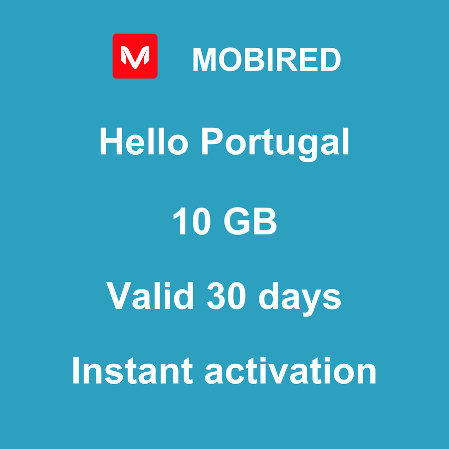 eSIM Portugal Internet 10 GB – 30 days | Mobired Hello Portugal