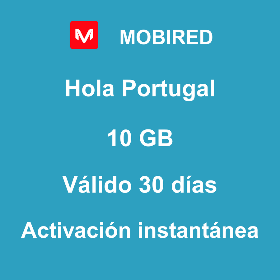eSIM Portugal Internet 10 GB – 30 días | Mobired Hola Portugal