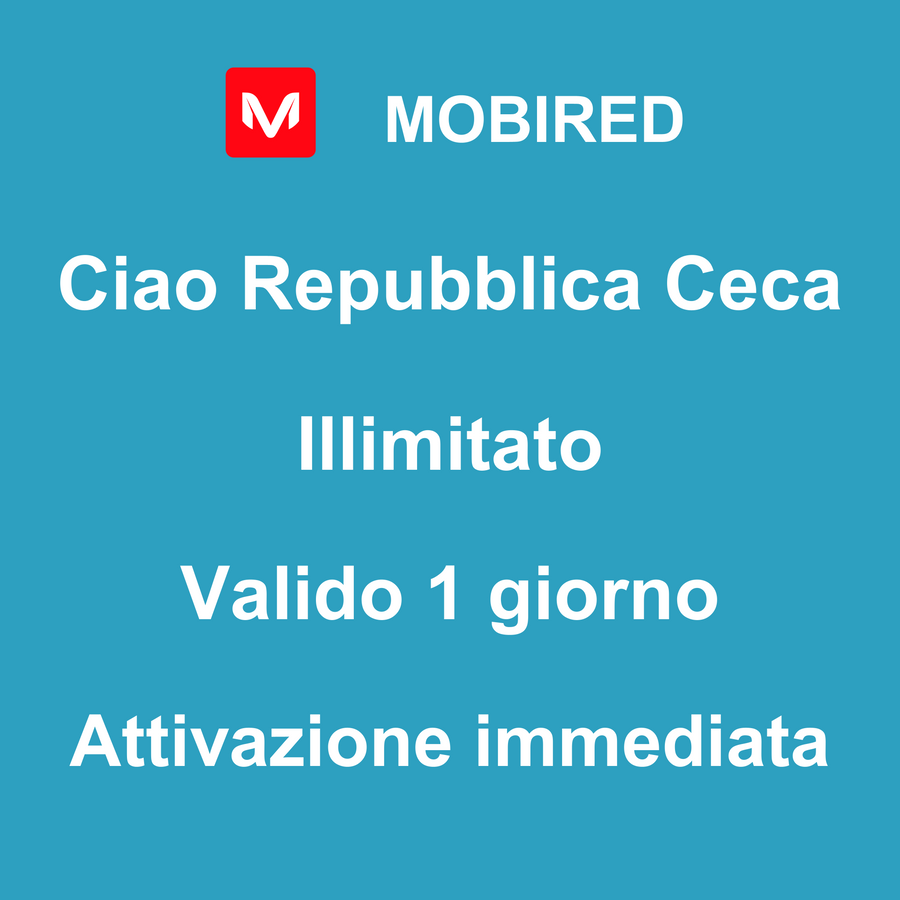 eSIM Repubblica Ceca Internet Illimitato – 1 giorno | Mobired Ciao Repubblica Ceca