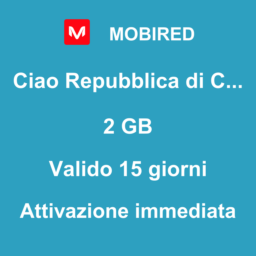 eSIM Repubblica di Corea Internet 2 GB – 15 giorni | Mobired Ciao Repubblica di Corea
